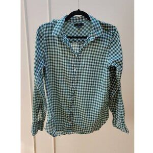 J CREW - White and green checkered top, 8